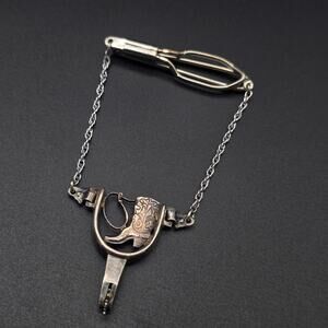 Sterling Silver Cowboy Boot Tie Clip Bar Holland's of San Angelo Vintage